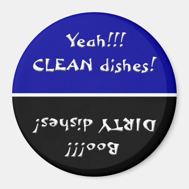 Black and Blue Clean/Dirty Dishwasher Magnet (Front)