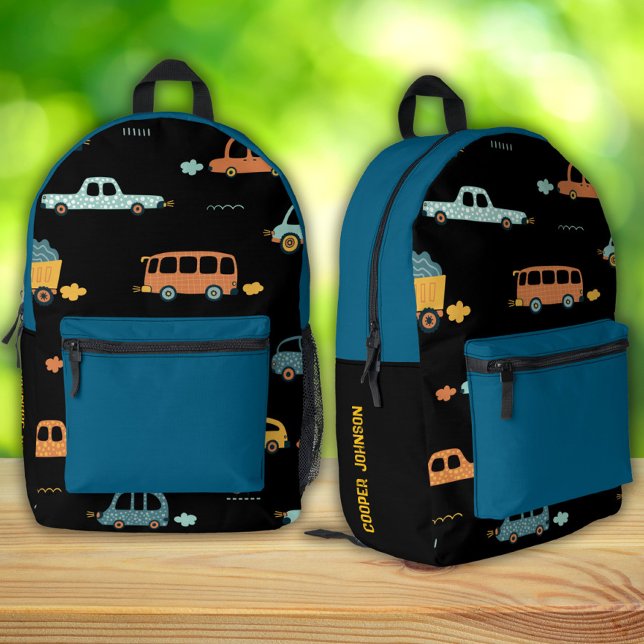 Black and blue custom car name boys backpack (Creator Uploaded)