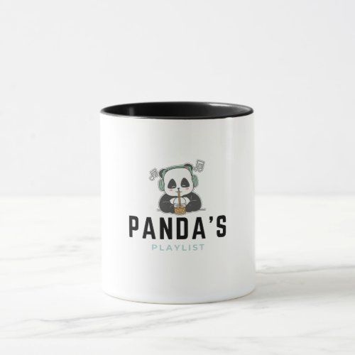 Black and Blue Cute Pandas Playlist Mug