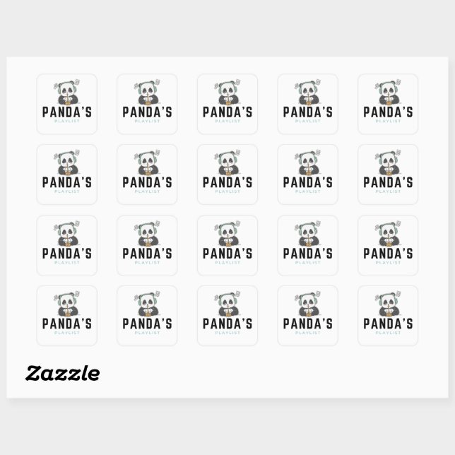 Black and Blue Cute Panda's Playlist Sticker (Sheet)