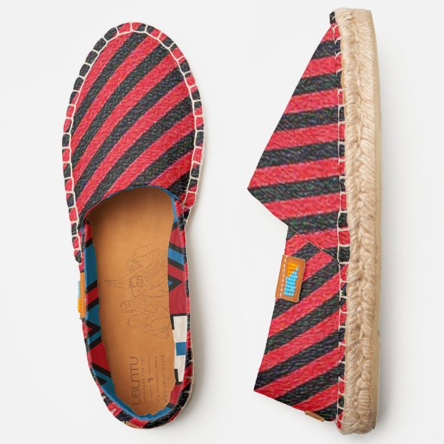 Black and Blue Diagonal Stripes Slip-on, ZEA Espadrilles (Side)