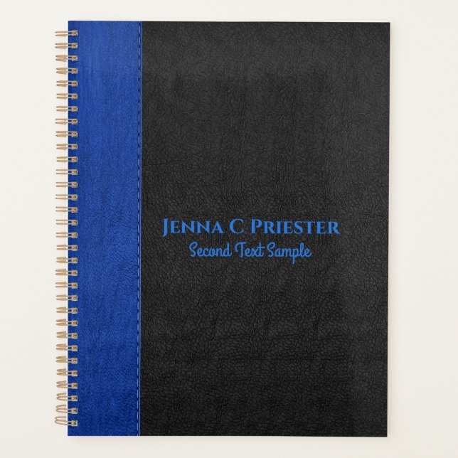 Black And Blue Faux Leather Texture Notebook (Front)
