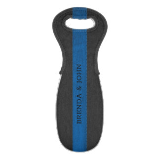 Black and blue faux leather texture wine bag