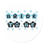 Black and Blue Flowers Bride to Be Classic Round Sticker