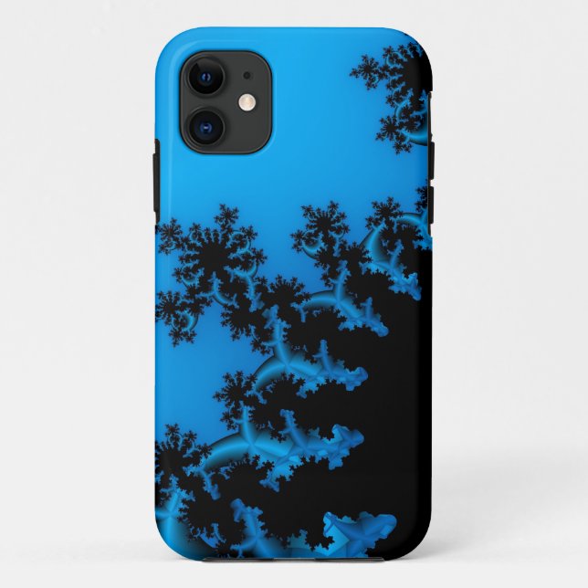 Black and Blue Fractal art iphone case (Back)