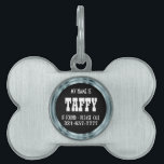 Black and Blue Framed  Pet ID Tag<br><div class="desc">Animal Pet ID Tag. ✔NOTE: ONLY CHANGE THE TEMPLATE AREAS NEEDED! 😀 If needed, you can remove the text and start fresh adding whatever text and font you like. 📌If you need further customization, please click the "Click to Customize further" or "Customize or Edit Design" button and use our design...</div>