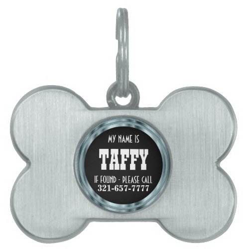 Black and Blue Framed  Pet ID Tag