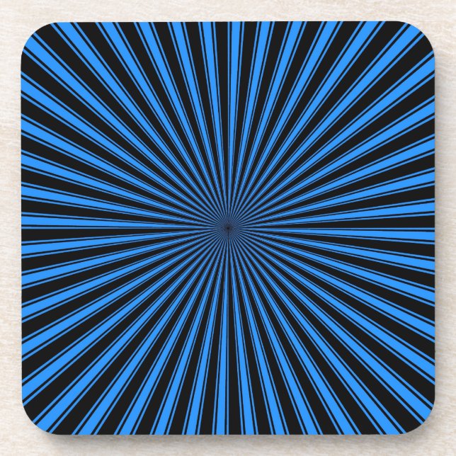 Black and Blue Funky Striped Abstract Art Coaster (Front)