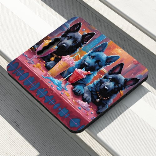 Black and Blue German Shepherd puppies ice cream Seat Cushion