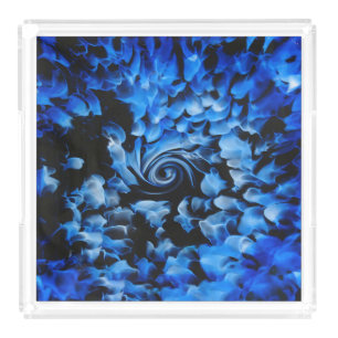 Black and Blue Glass Abstract Acrylic Tray