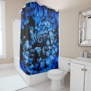 Black and Blue Glass Abstract Shower Curtain