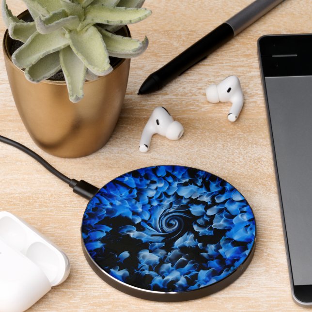 Black and Blue Glass Abstract  Wireless Charger (Desk 2)