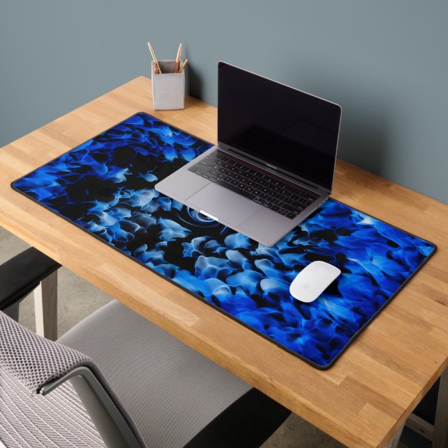 Black and Blue Glass Abstract With Vortex Desk Mat (Office 2)