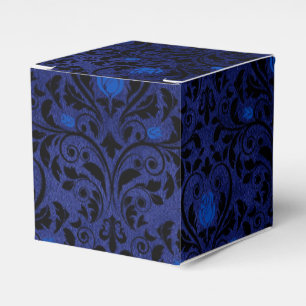 Black and Blue Gothic Rose Damask Favor Boxes
