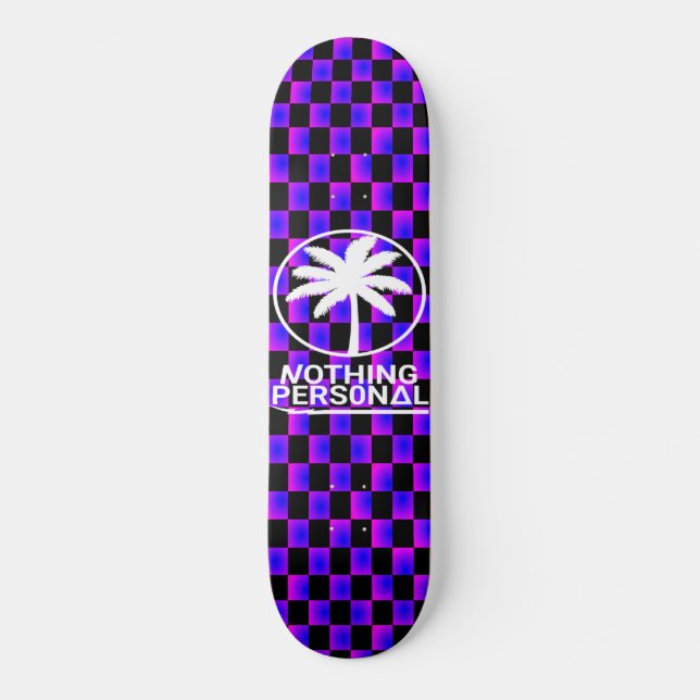 Black and Blue Gradient Checkered Skateboard (Front)