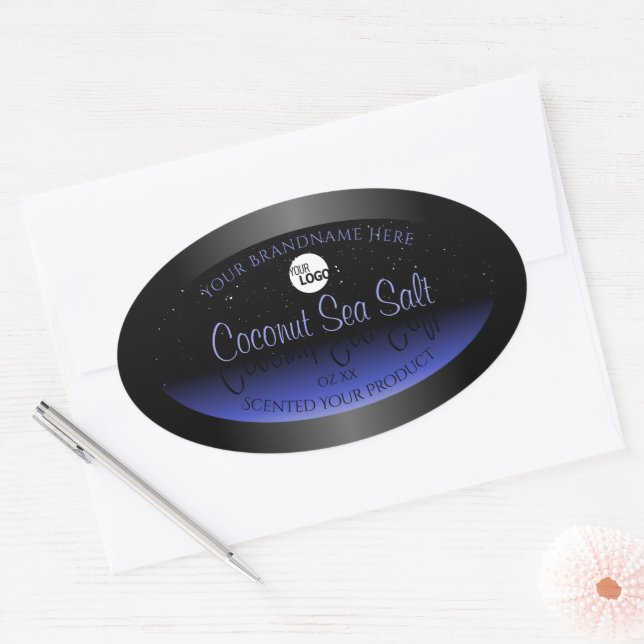 Black and Blue Gradient Product Label Glitter Logo (Envelope)
