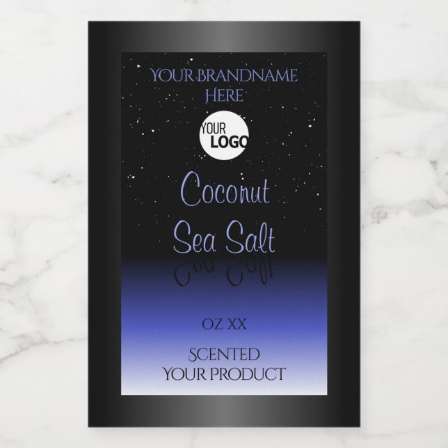 Black and Blue Gradient Product Label Glitter Logo (Single Label)