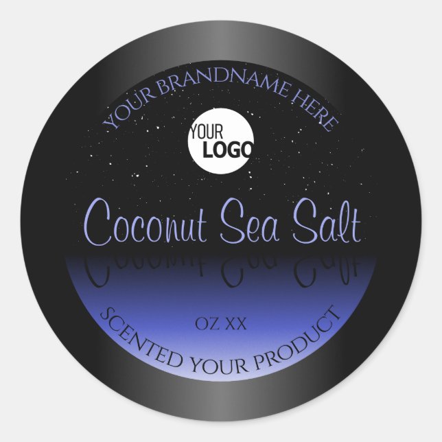 Black and Blue Gradient Product Label Glitter Logo (Front)