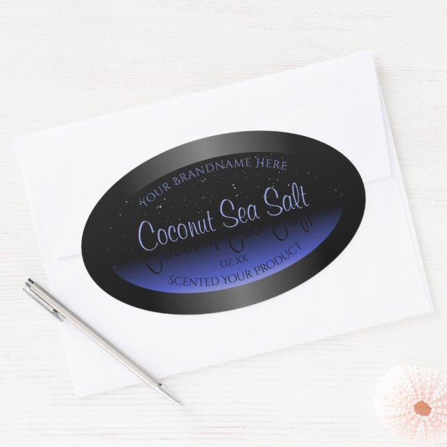 Black and Blue Gradient Product Label Soft Glitter (Envelope)