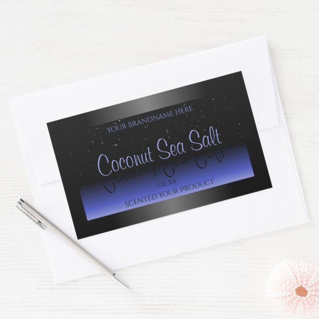 Black and Blue Gradient Product Label Soft Glitter (Envelope)