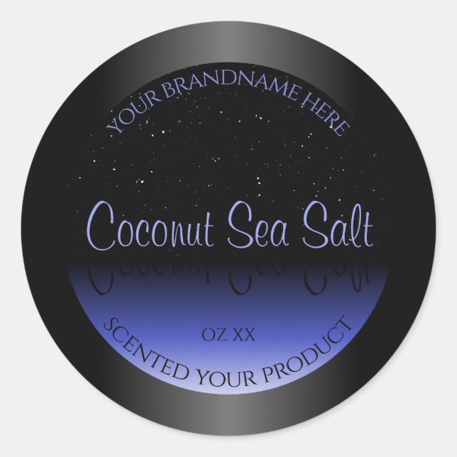 Black and Blue Gradient Product Label Soft Glitter (Front)