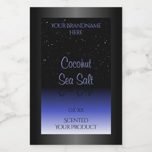 Black and Blue Gradient Product Label Soft Glitter