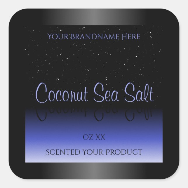 Black and Blue Gradient Product Label Soft Glitter (Front)