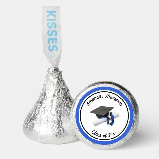 Black and Blue Graduation Cap and Tassel Hershey®'s Kisses® (Front)