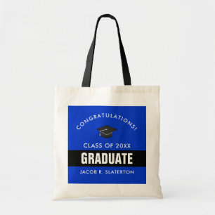 Black and Blue Graduation Personalized Tote Bag