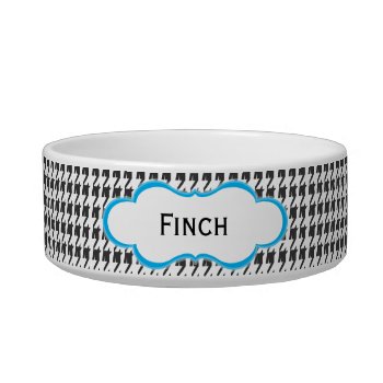 Black And Blue Houndstooth | Personalized Cat Dish by KeepsakeGifts at Zazzle