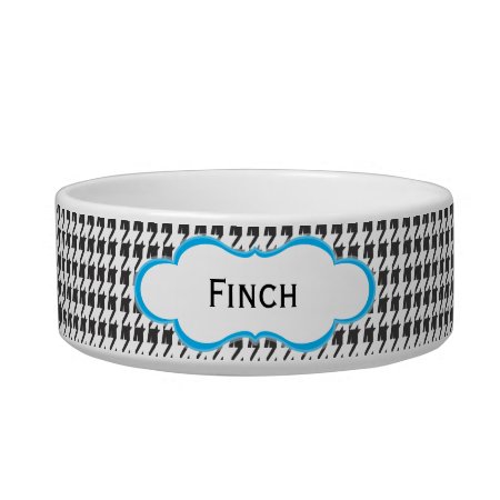 Black And Blue Houndstooth | Personalized Cat Dish