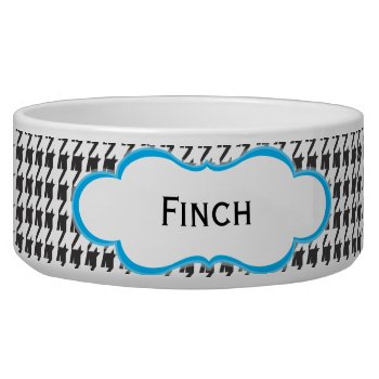 Black And Blue Houndstooth | Personalized Dog Dish by KeepsakeGifts at Zazzle