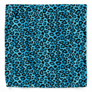 Black and Blue Leopard Animal Print  Bandana
