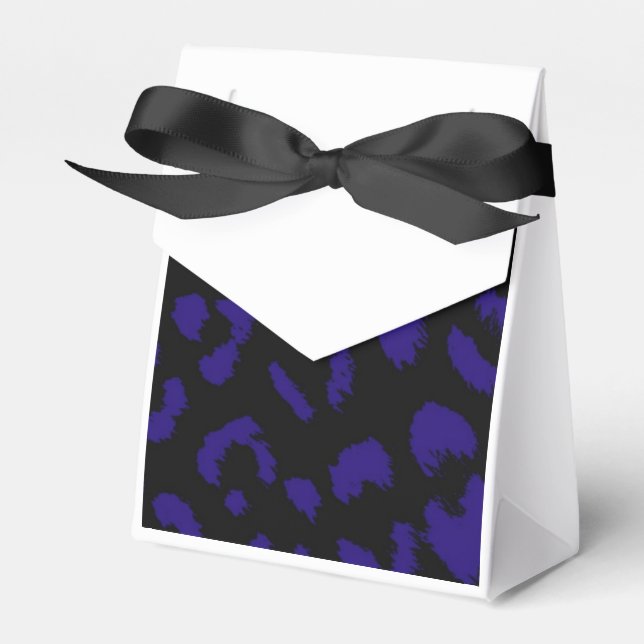 Black and Blue Leopard Pattern Favor Boxes (Front Side)