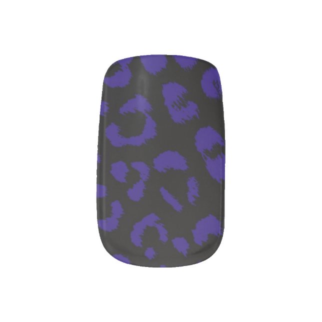 Black and Blue Leopard Pattern Minx Nail Art (Right Thumb)