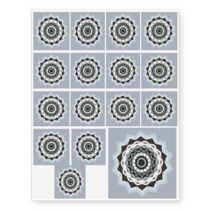 Black and Blue Mandala Temporary Tattoos