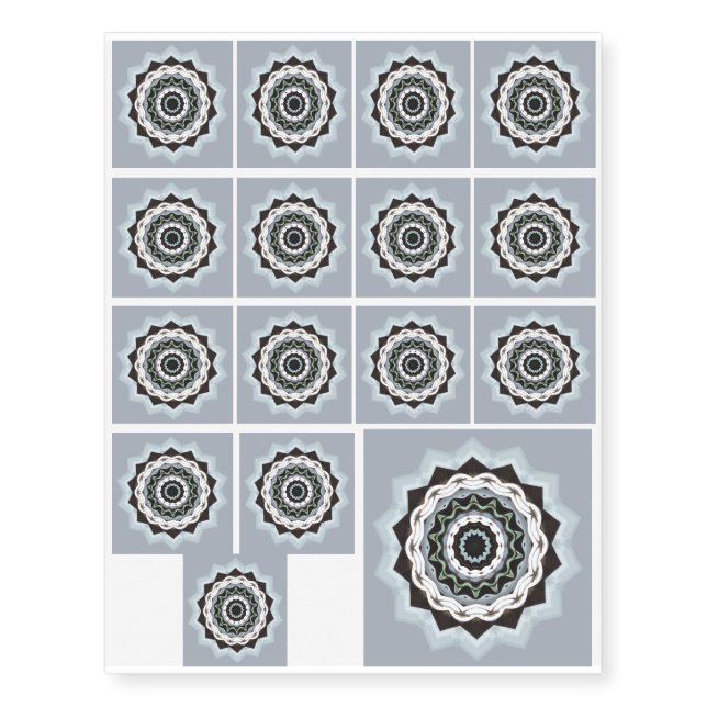 Black and Blue Mandala Temporary Tattoos (Front)