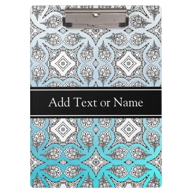 Black and Blue Mandala Zen  Personalized Clipboard (Front)