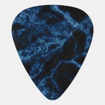 Black and Blue Marble Guitar Pick