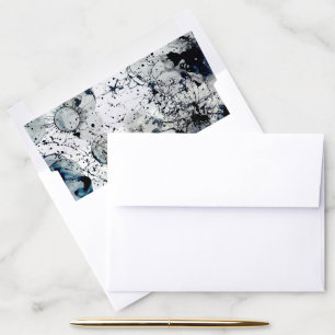 Black and Blue Marble Ink Splatter Splash Art Envelope Liner