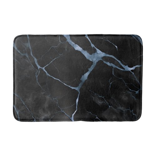 Black and Blue Marble Stone Texture Bath Mat