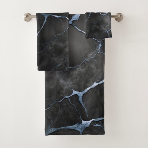 Black and Blue Marble Stone Texture Bath Towel Set