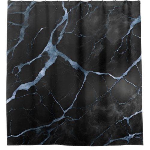 Black and Blue Marble Stone Texture Shower Curtain