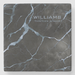 Black and Blue Marble Texture Personalized Stone Coaster