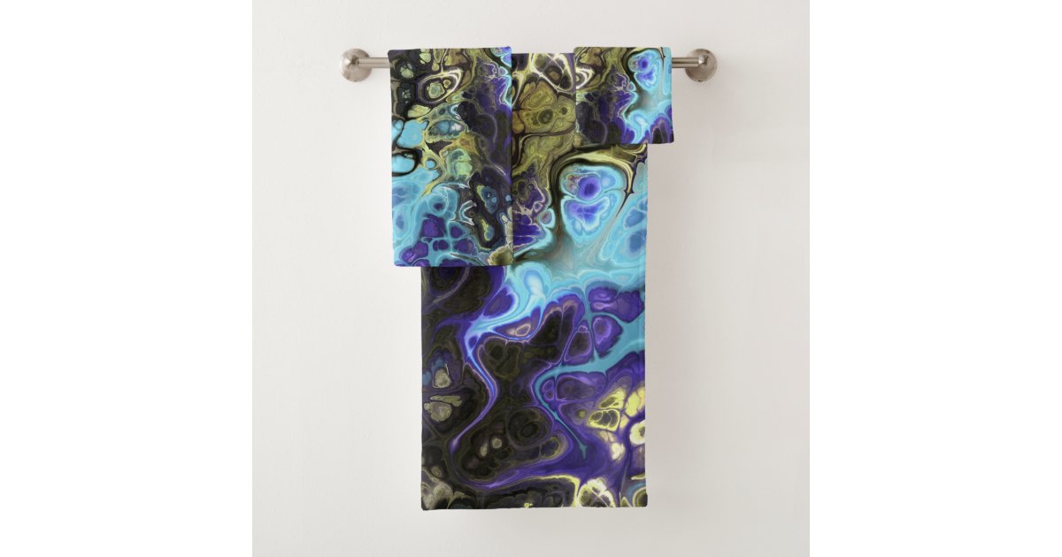 Black and blue marble tie dye bath towel set Zazzle