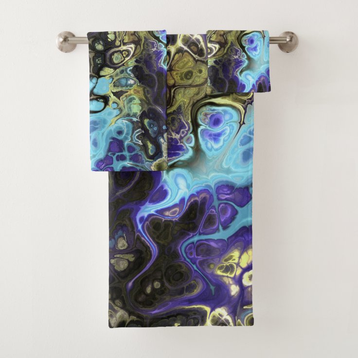 Black and blue marble tie dye bath towel set Zazzle