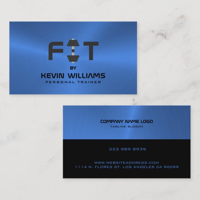 Black and blue metallic background business card (Front/Back)