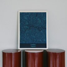 Black and Blue Minimalist London City Poster
