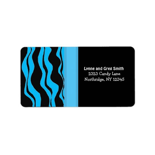 Black and Blue Modern Zebra Pattern Label