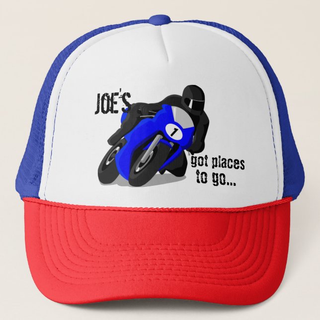 Black and Blue Motorcycle Customized Cap (Front)